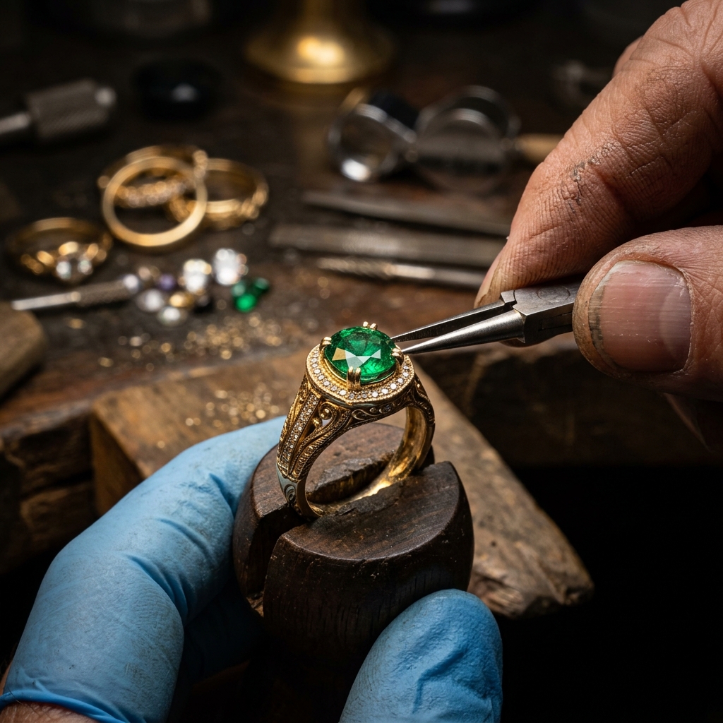 Artisan crafting a silver filigree jewelry piece