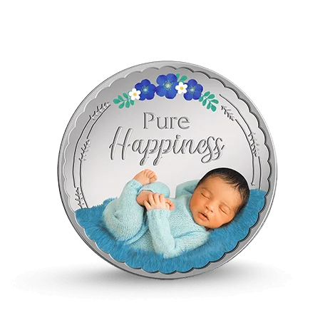 Gift for Newborn Baby 20 gm Silver Coin (Blue)