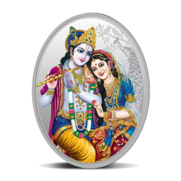 Radha and Lord Krishna 31.10 gm Silver Oval Coin