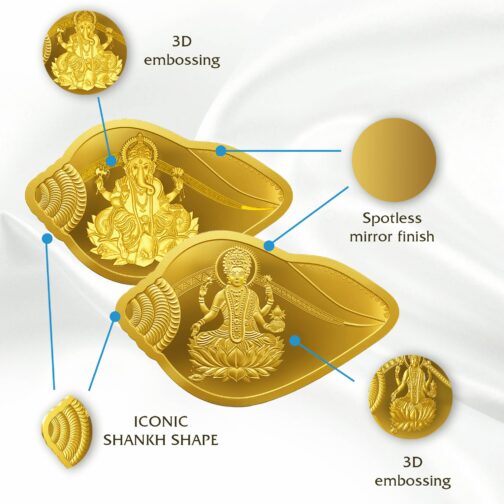 Lakshmi Ganesh 24K 10 gm shankh shape - Image 6